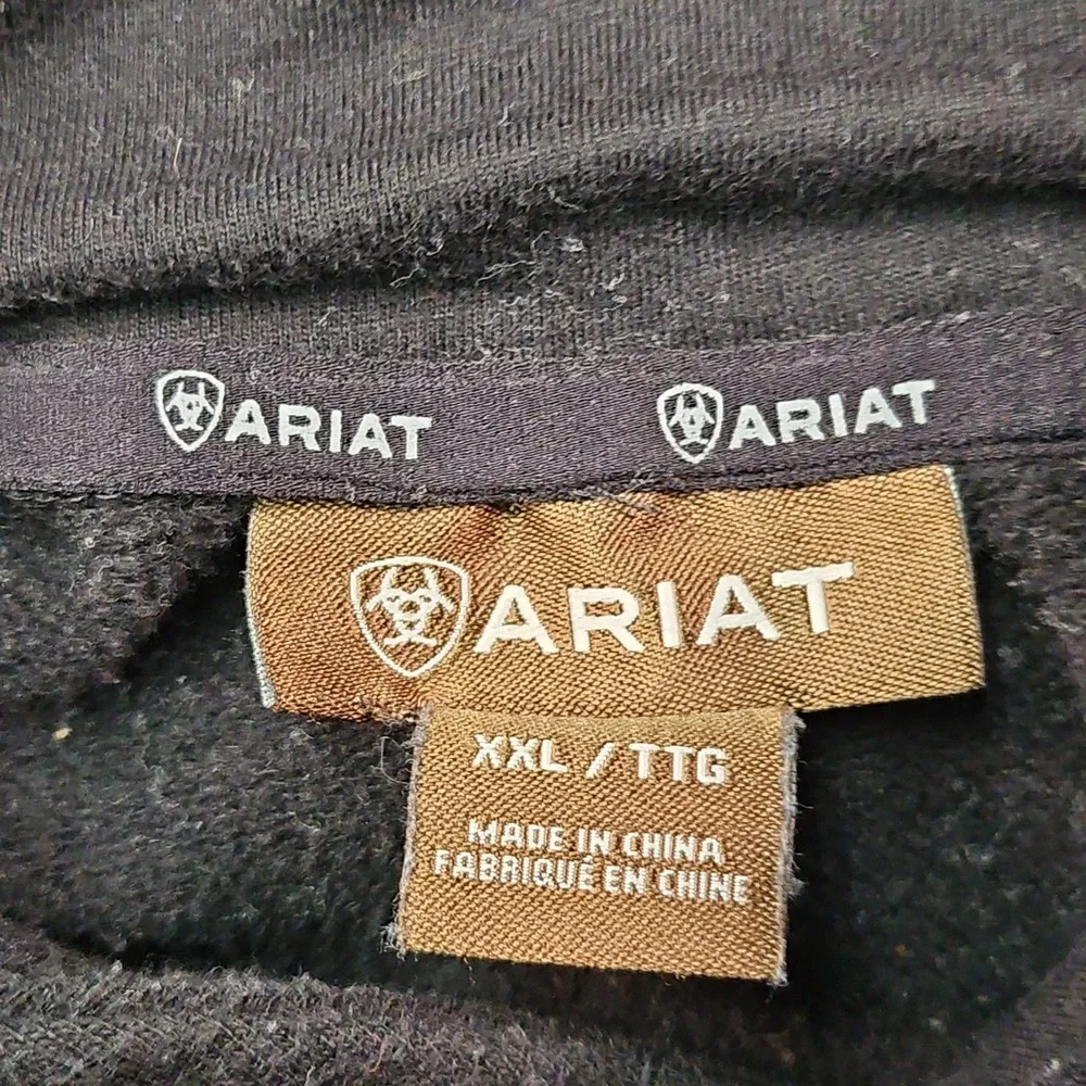 Ariat Hoodie Mens XXL Black Gray Pullover Western Sweatshirt Cowboy Country